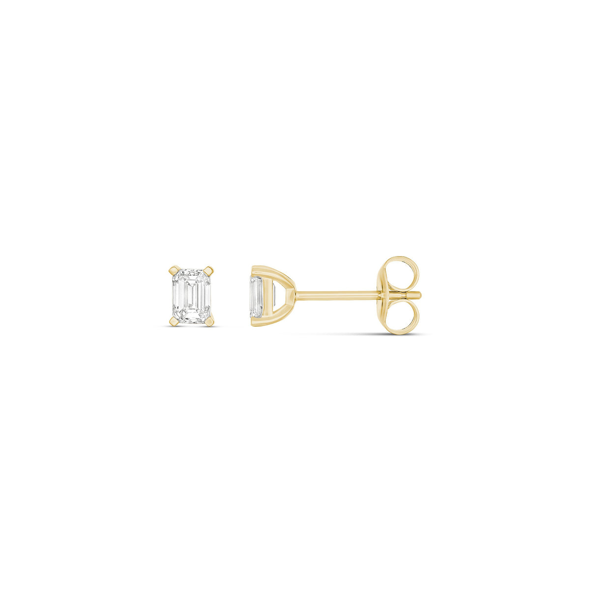 9ct Yellow Gold 4-Claw Diamond Stud Earrings