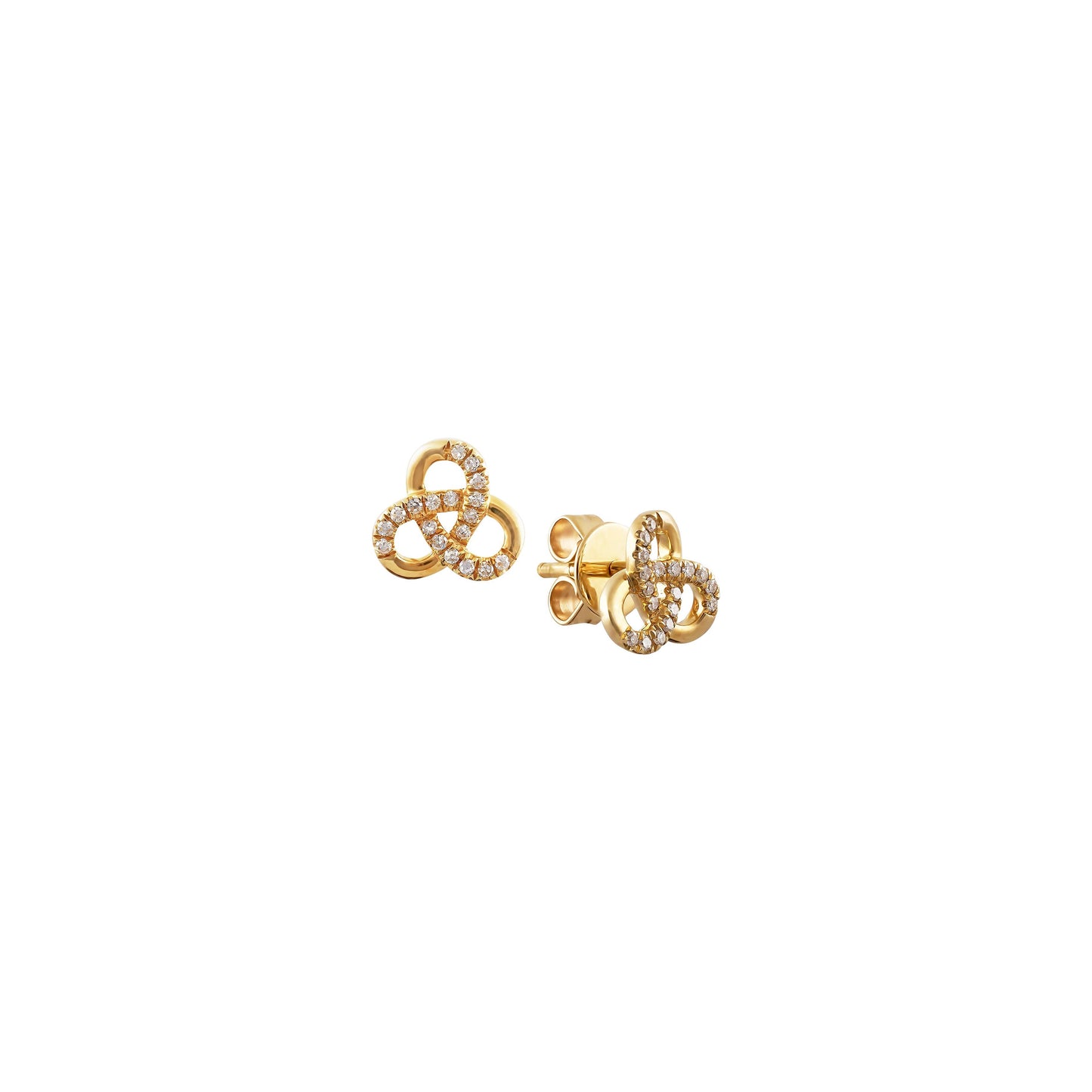 14ct Yellow Gold Diamond Knot Stud Earrings