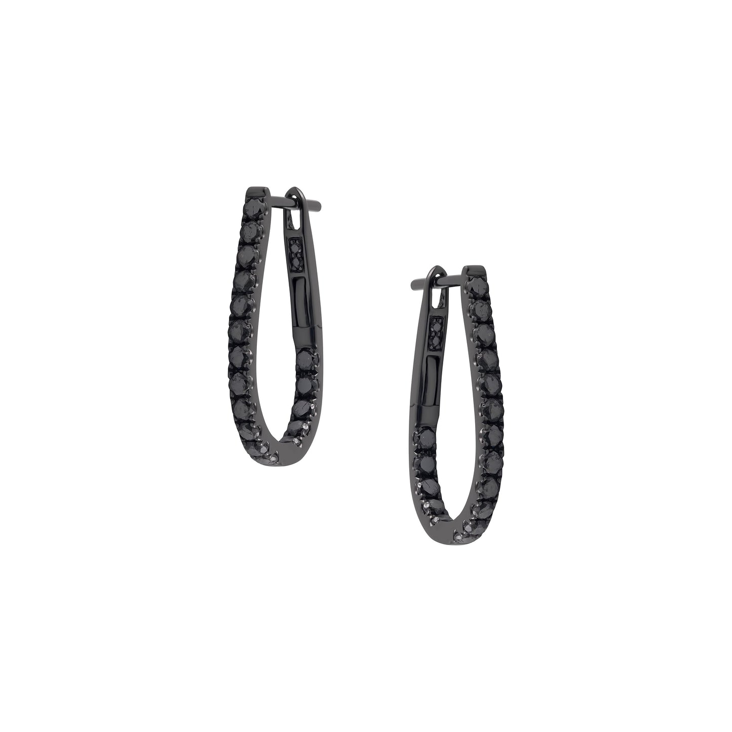 White Gold Black Diamond Inside-Out Hoop Earrings
