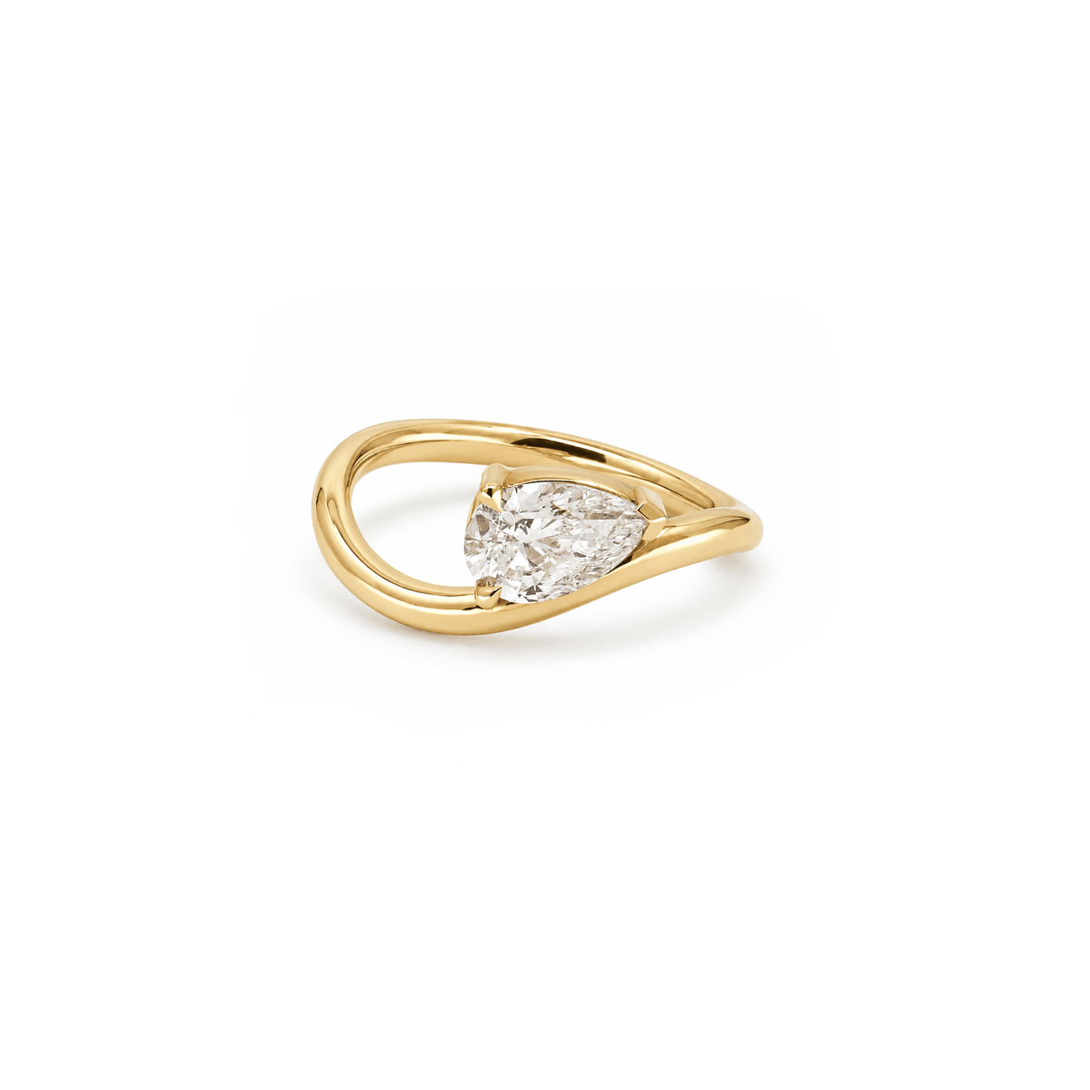 0.70ct East-West Pear Diamond Curved Ring