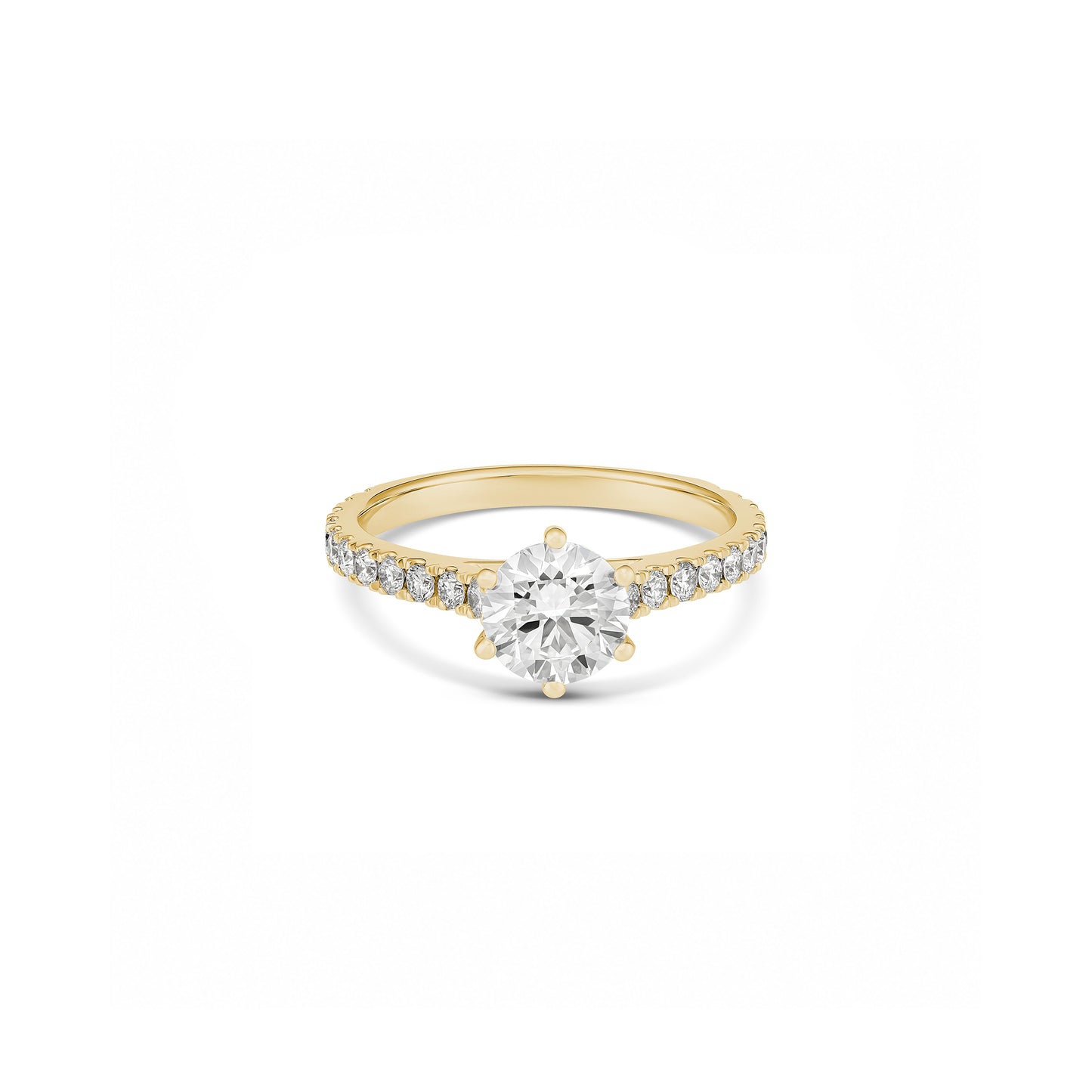 1ct Round Brilliant Lab-Grown Diamond Engagement Ring with Pavé Band