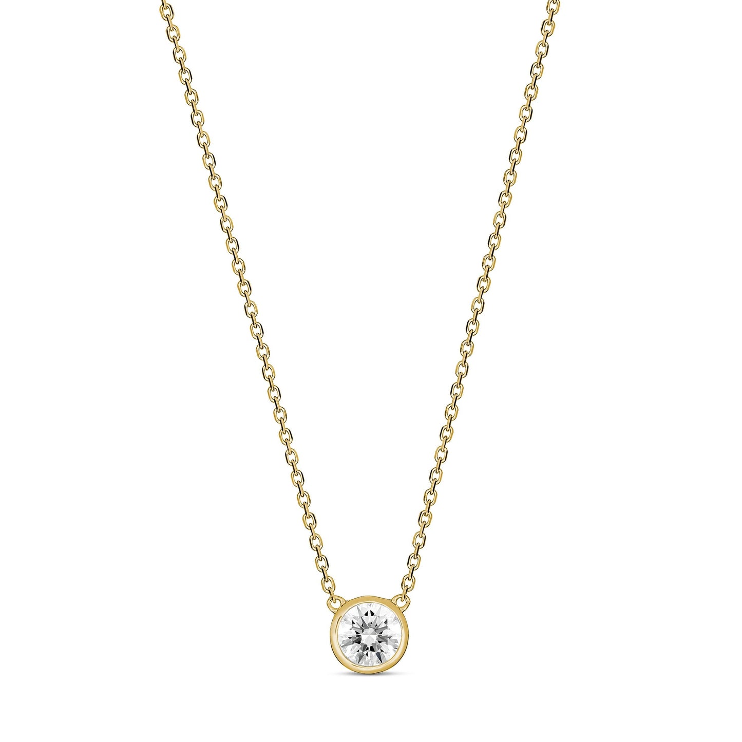 9ct Yellow Gold Bezel Set Diamond Necklace