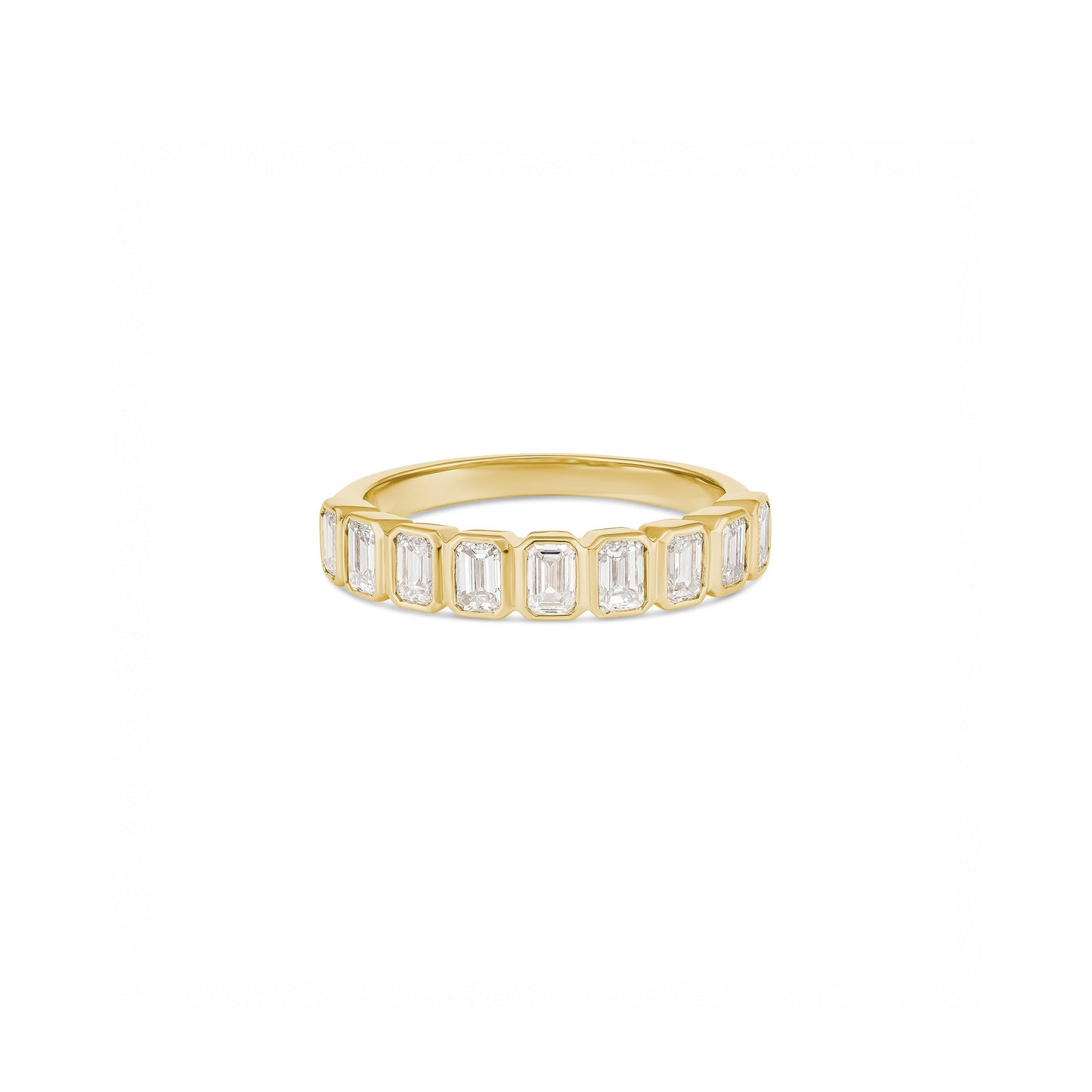 18ct Yellow Gold Emerald Cut Lab-Grown Diamond Bezel Set Ring