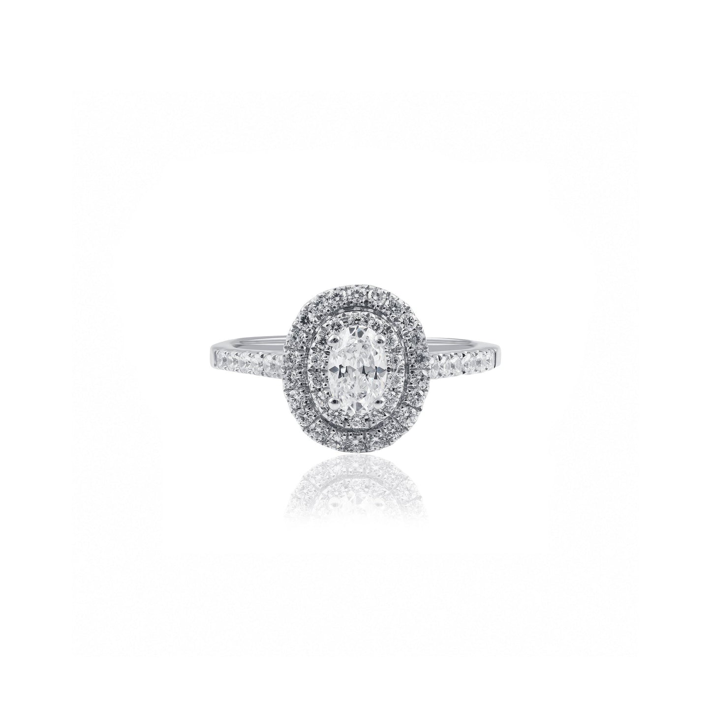 1cttw Oval Double Halo Engagement Ring in Platinum