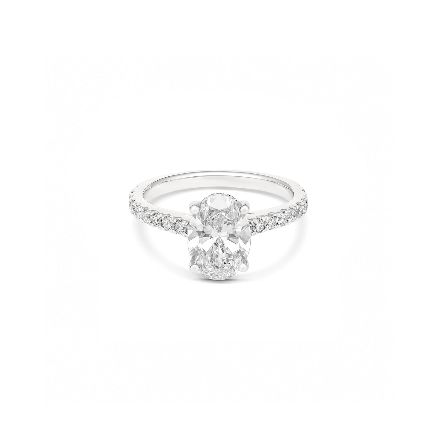 2ct Hidden Halo Oval Solitaire Diamond Ring in 18ct White Gold