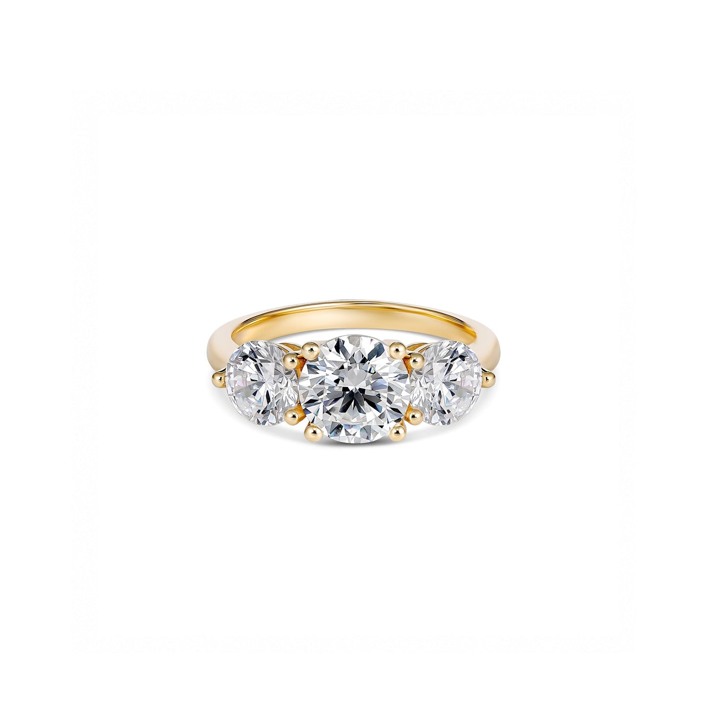 18ct Yellow Gold Round Trilogy Engagement Ring