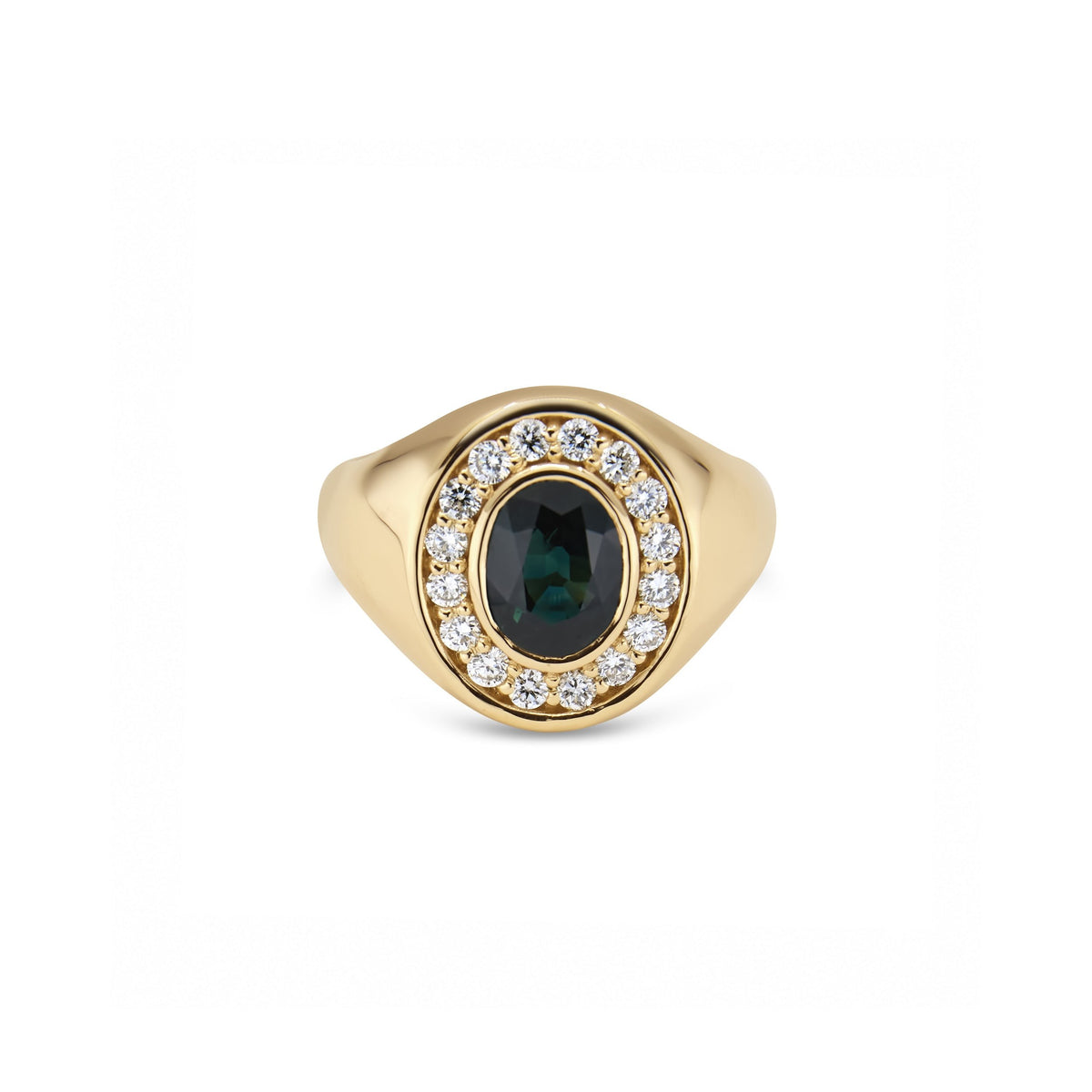 Men's Australian Teal Sapphire Signet Ring