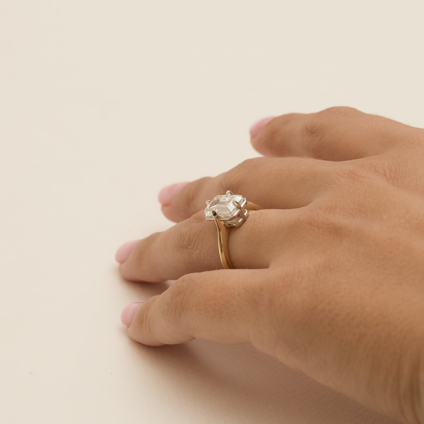 3ct Antique Inspired Compass Set Emerald Cut Diamond Engagement Ring