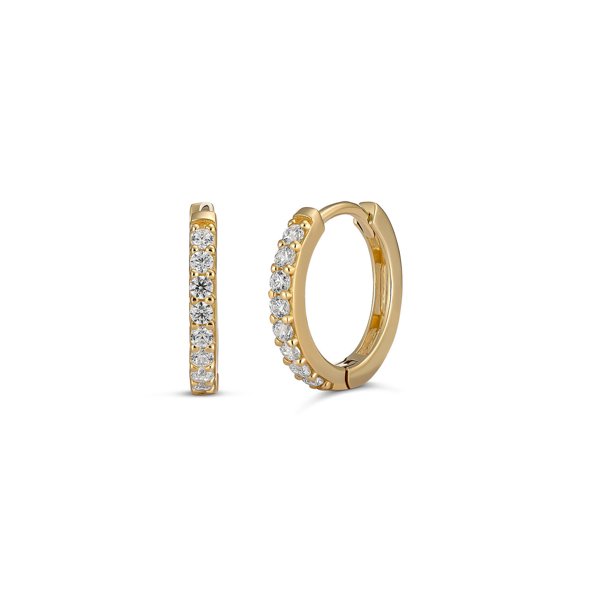 9ct Yellow Gold Diamond Huggie Earrings