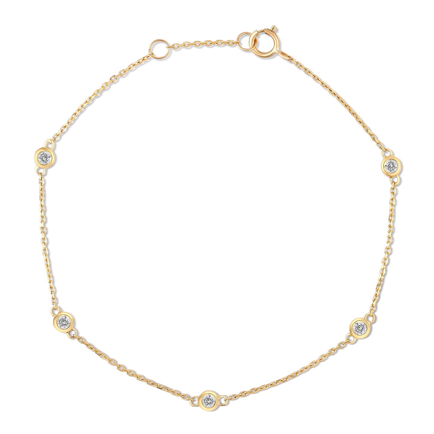 9CT Yellow Gold Bracelet with 5 Brilliant Bezel-Set Cubic Zirconias