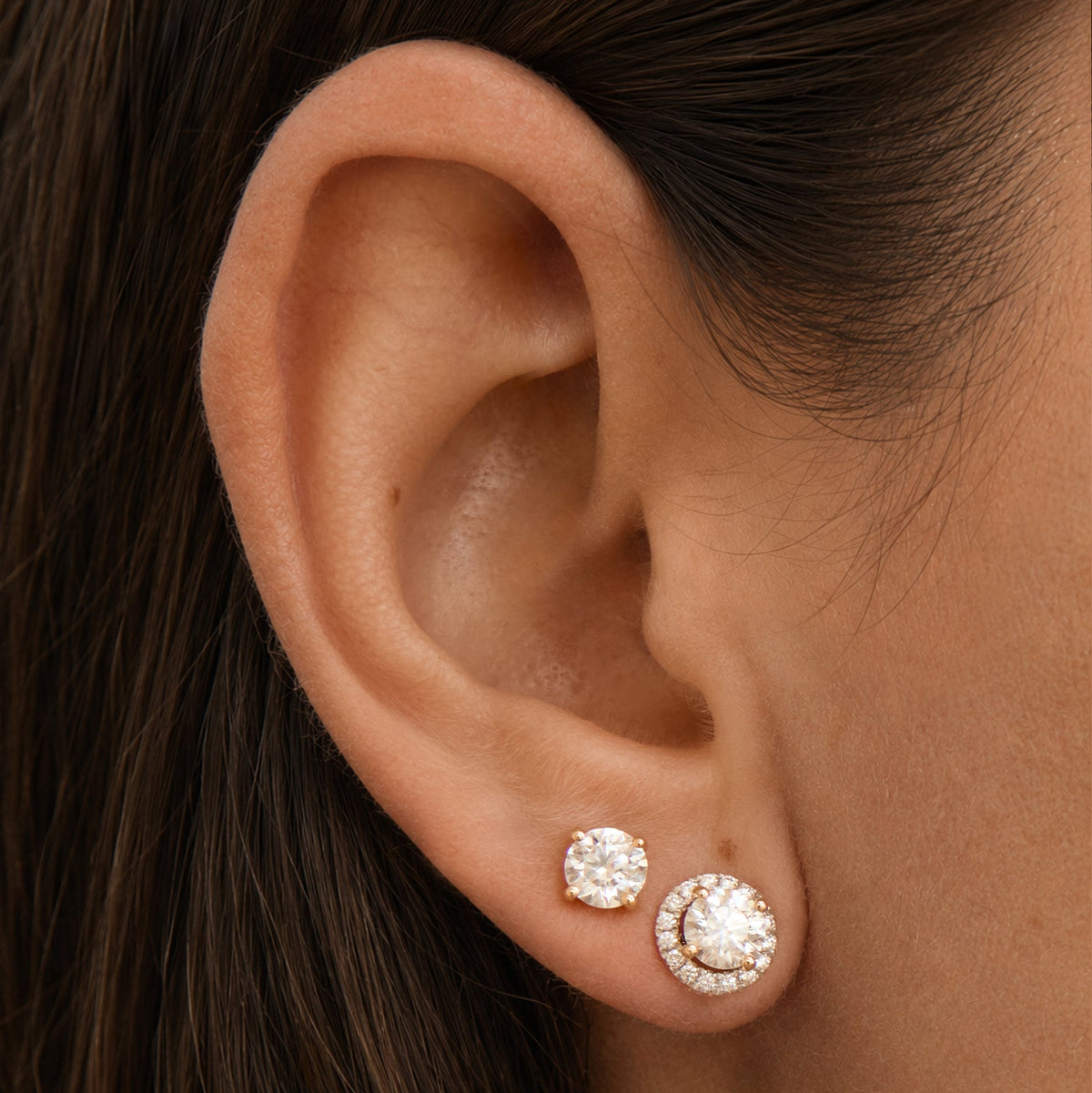 18ct Yellow Gold & Platinum Diamond Stud and Halo Jacket Earrings