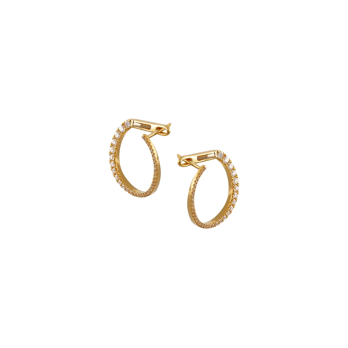 Front-Facing Diamond Huggie Earrings
