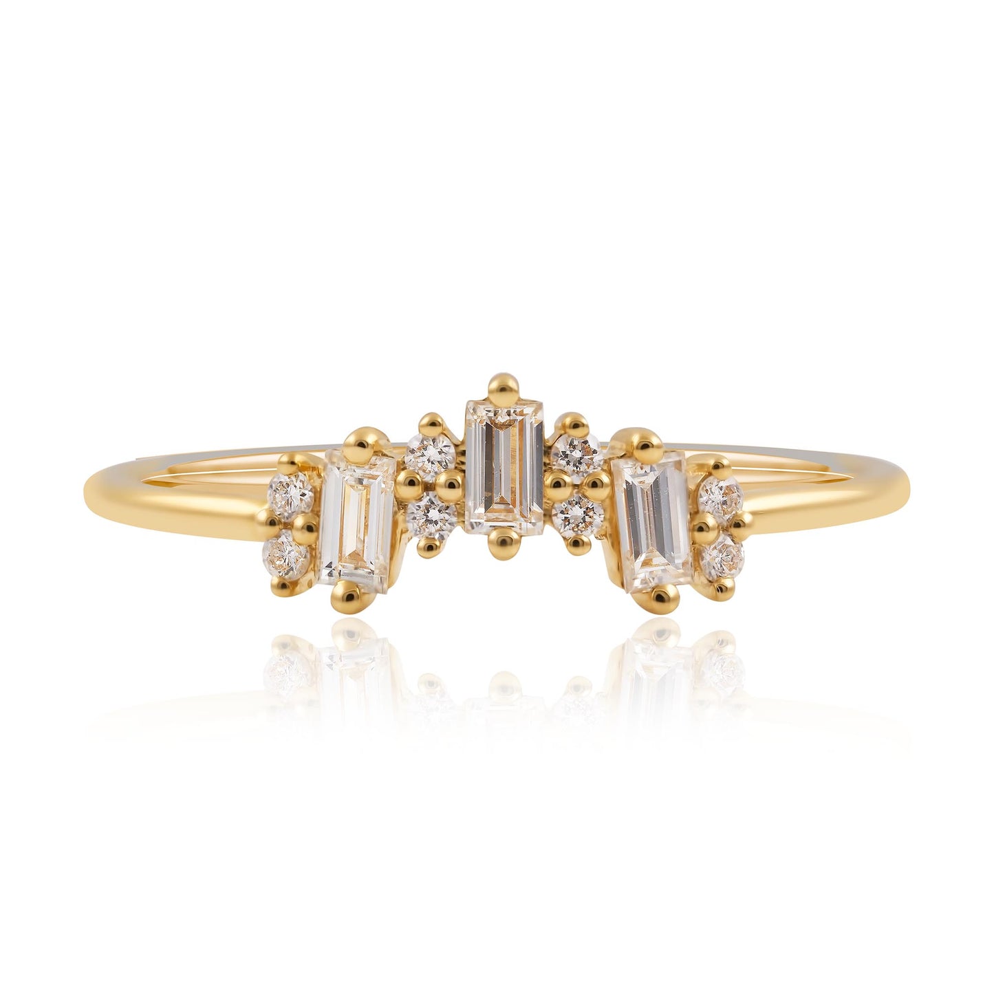 Gold Diamond-Shaped Ring with Classic Band