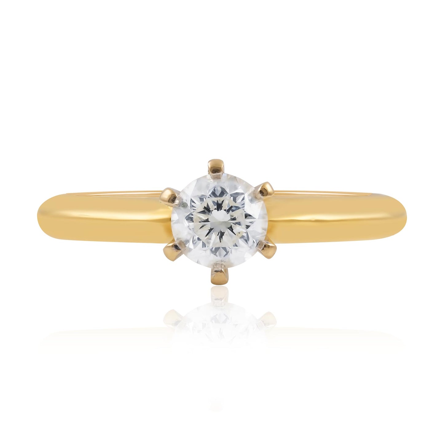 Natural Diamond Engagement Ring with a Classic Band in Yellow Gold