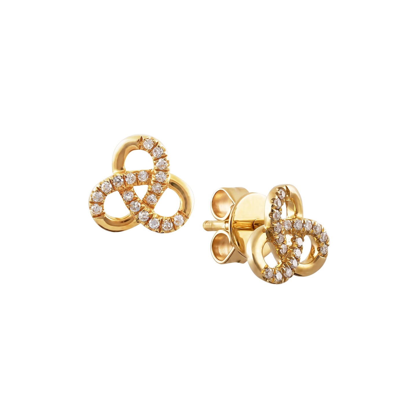 Yellow Gold Diamond Infinity Stud Earrings