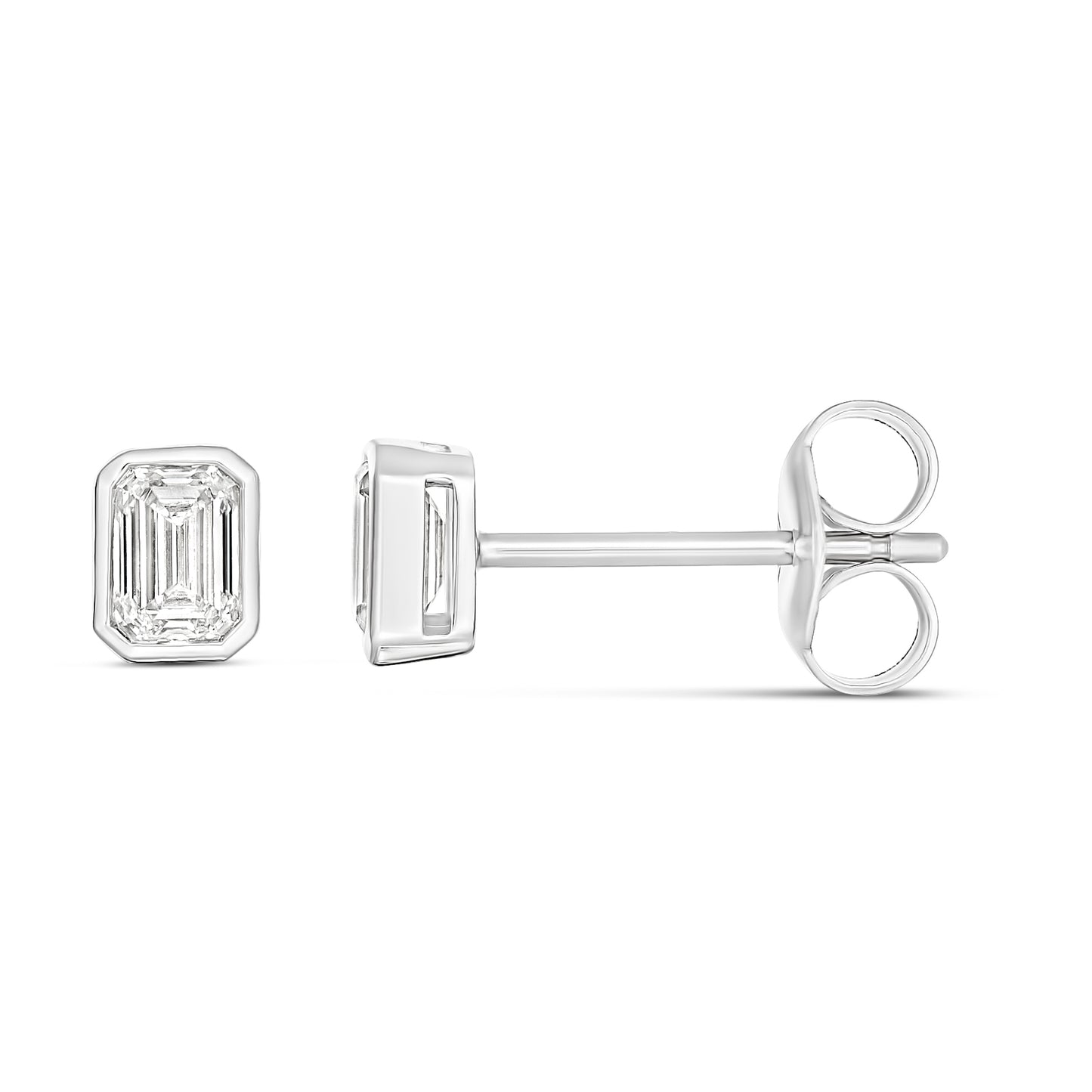 Bright 9CT White Gold Bezel Set Diamond Stud Earrings
