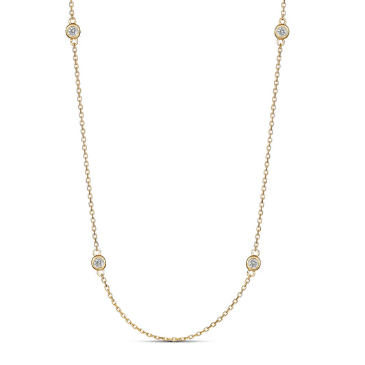 18ct Yellow Gold Bezel Set Diamond Necklace