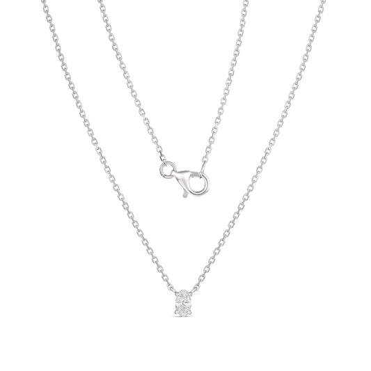 Charming 9CT White Gold Necklace with Oval-Shaped Diamond