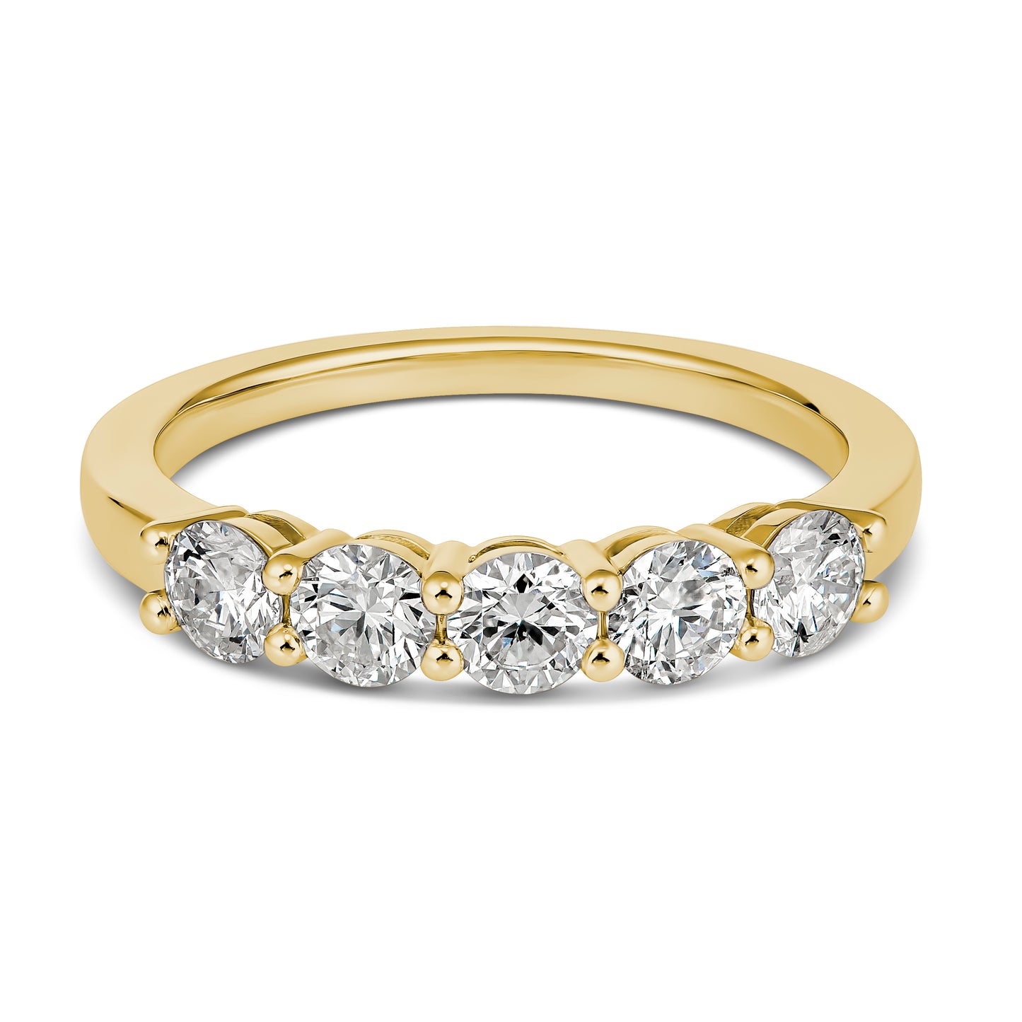 18CT Yellow Gold Band with 5 Sparkling Diamonds