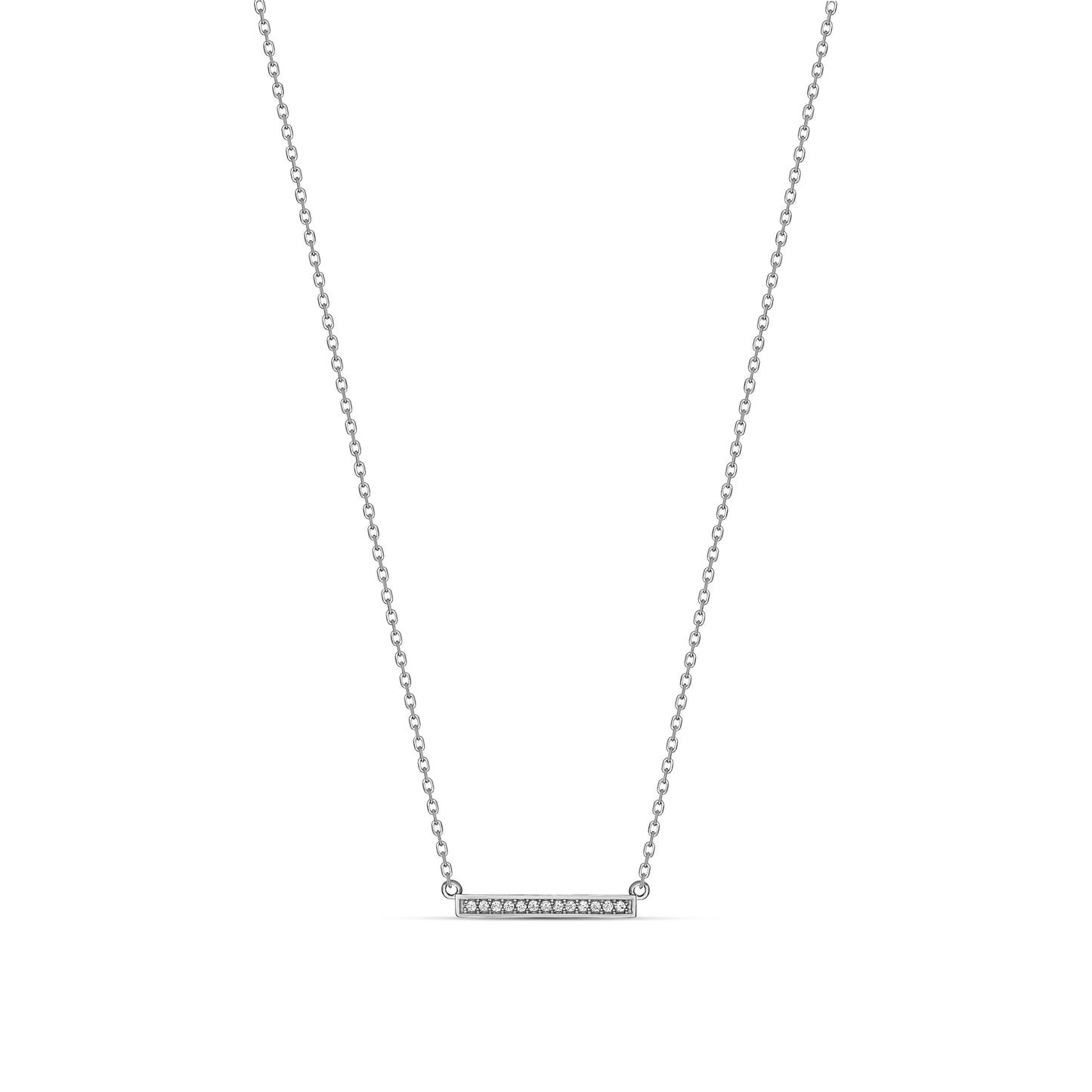 Minimalist 9CT White Gold Cubic Zirconia Bar Necklace