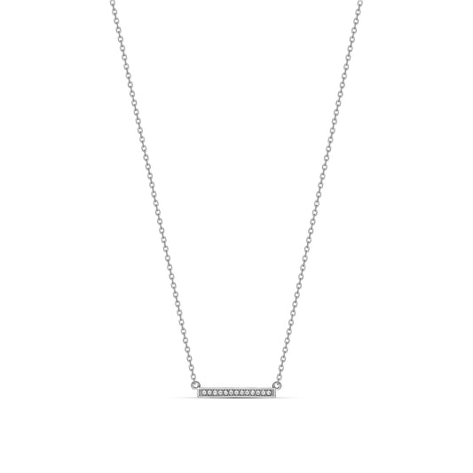 Minimalist 9CT White Gold Cubic Zirconia Bar Necklace