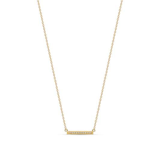 Minimalist 9CT Yellow Gold Cubic Zirconia Bar Necklace