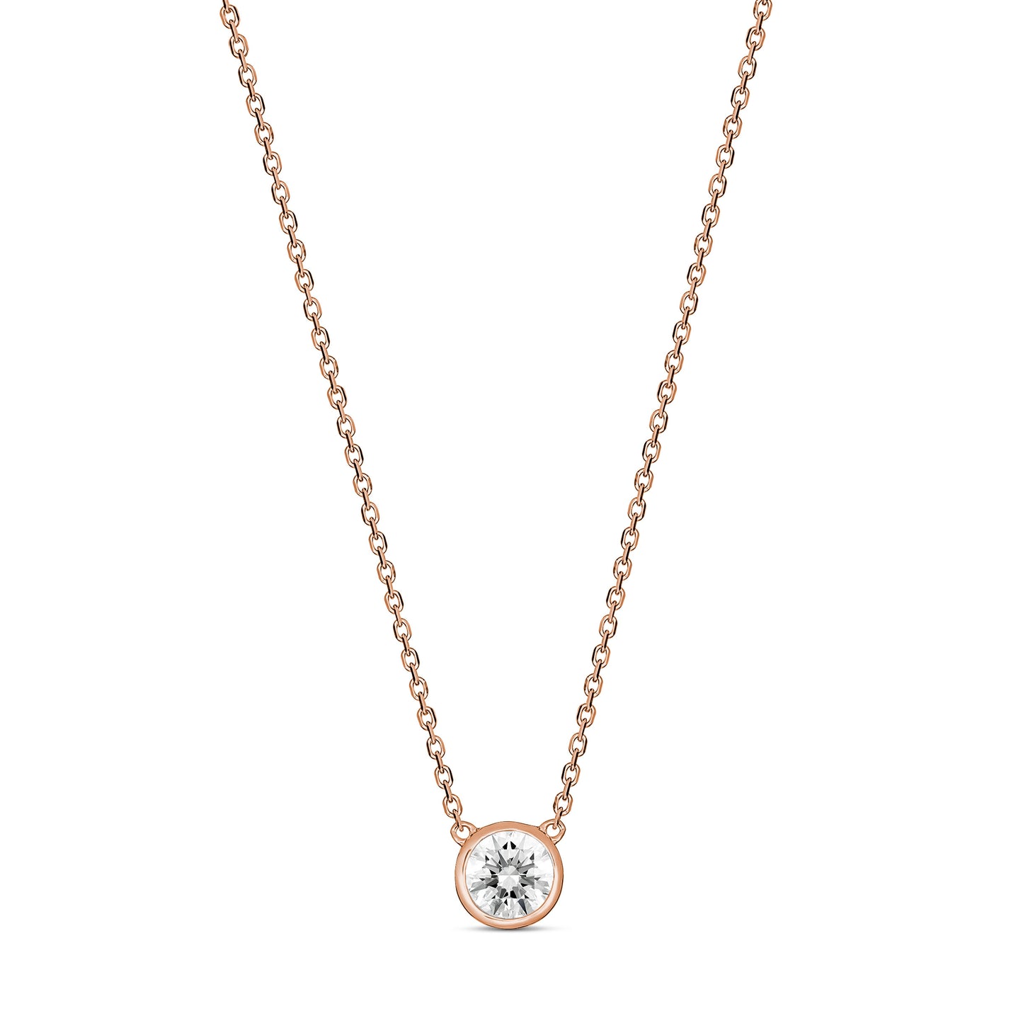 Bold 9CT Rose Gold Large Diamond Bezel Necklace