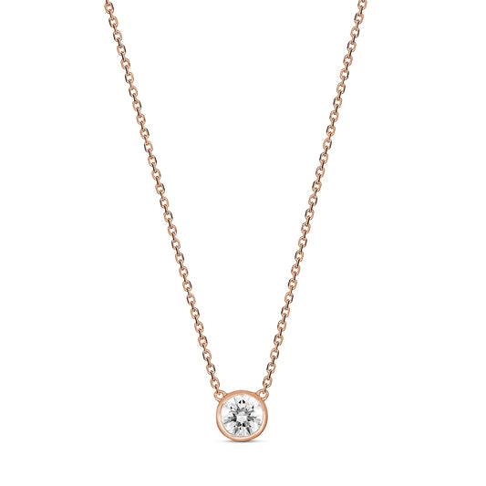 Bold 9CT Rose Gold Large Diamond Bezel Necklace