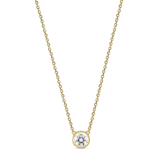 Bold 9CT Yellow Gold Large Diamond Bezel Necklace