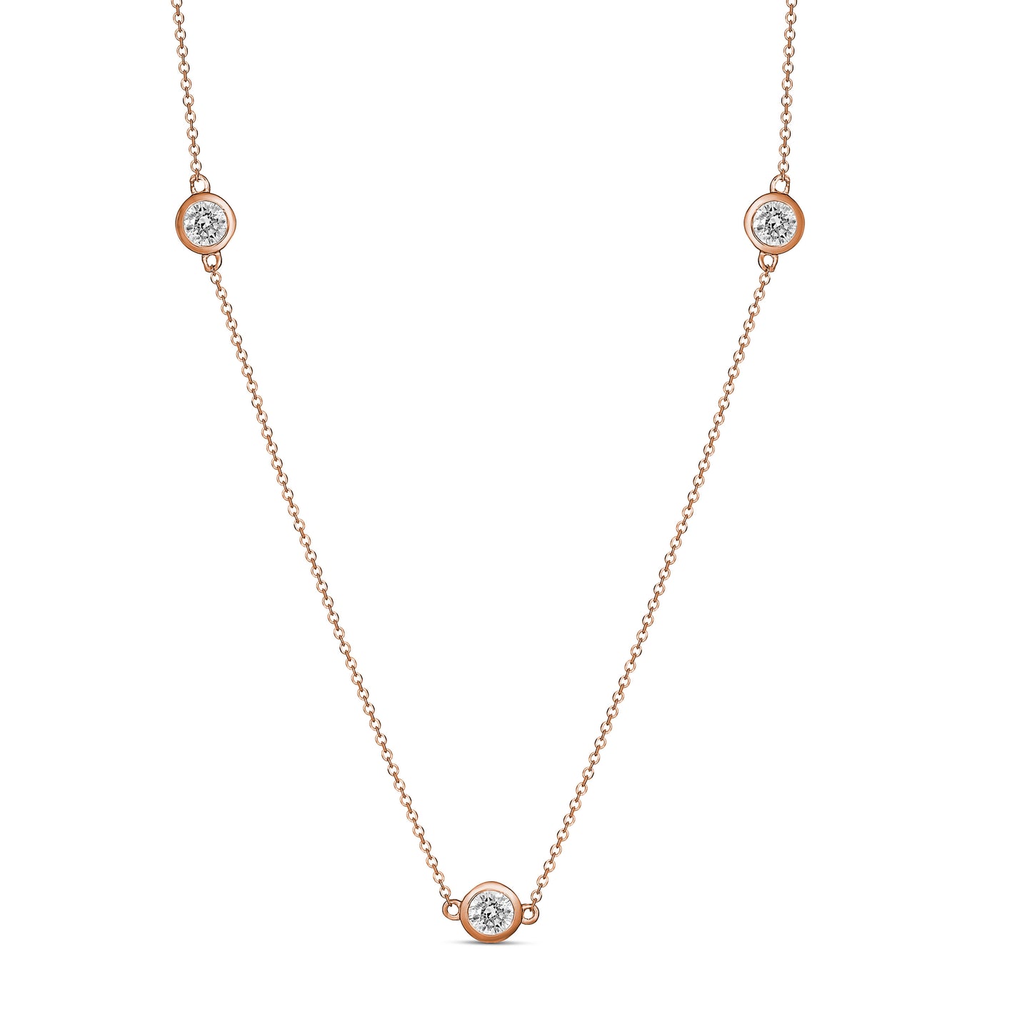 Alluring 9CT Rose Gold 7 Cubic Zirconia Stone Necklace