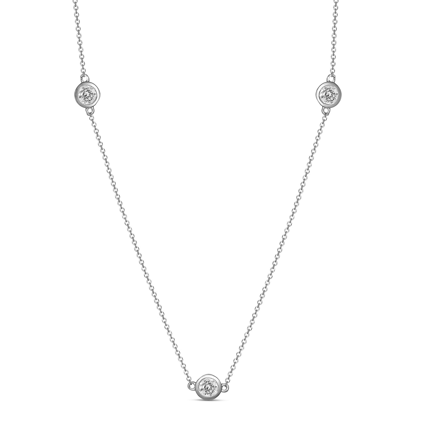 Alluring 9CT White Gold 7 Cubic Zirconia Stone Necklace