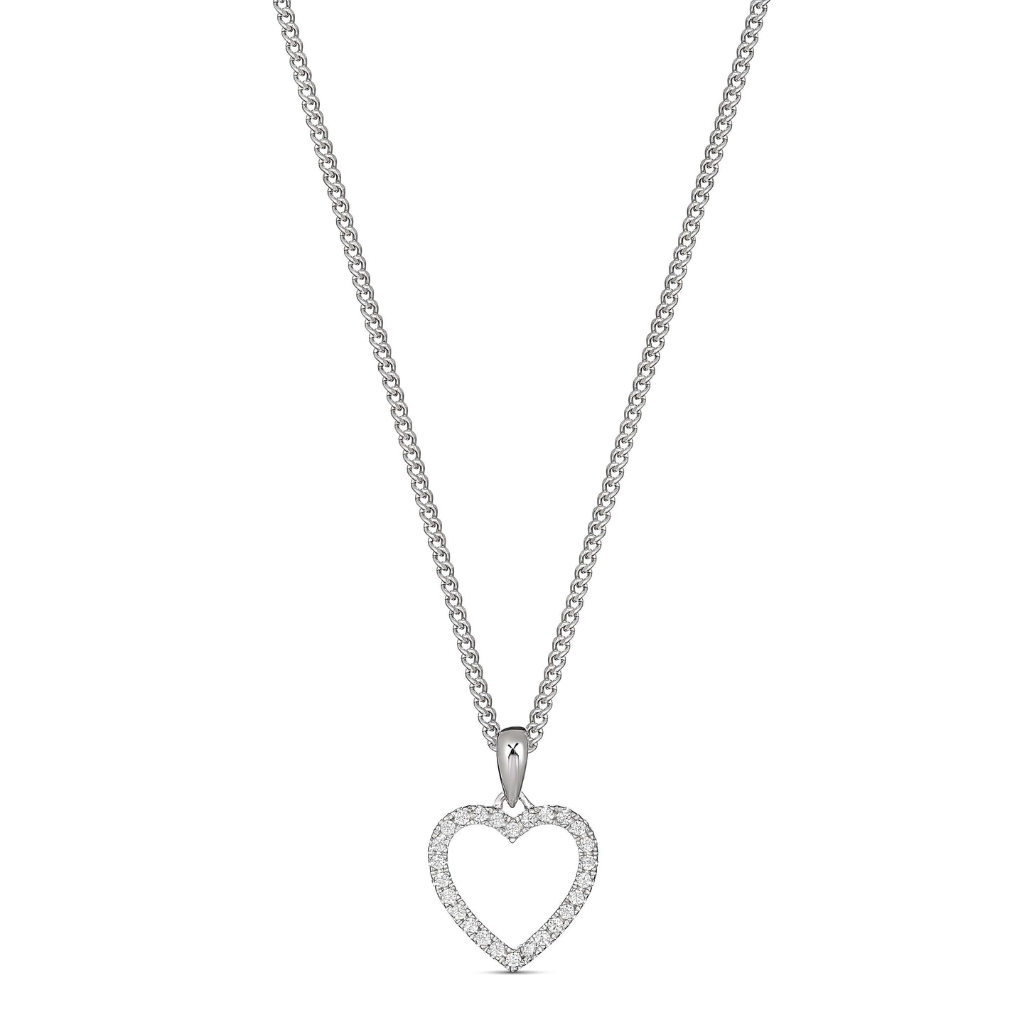 Refined 9CT White Gold Open Heart Cubic Zirconia Necklace