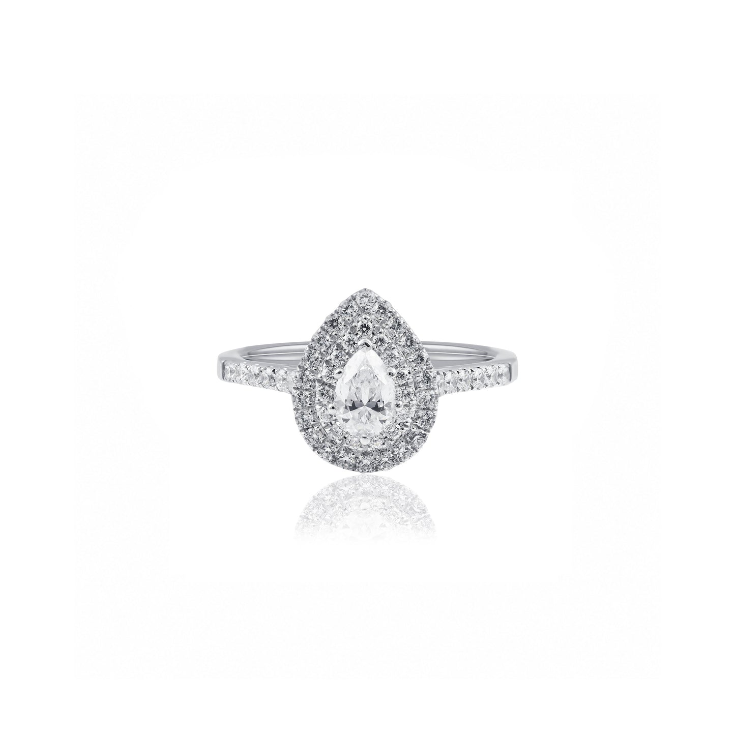 Platinum Pear Double Halo Engagement Ring