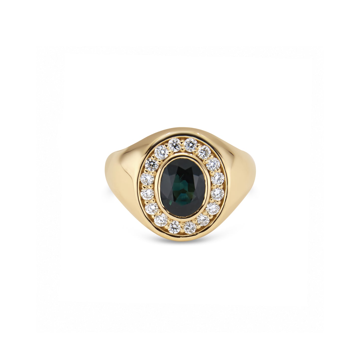 Men's Australian Teal Sapphire Signet Ring