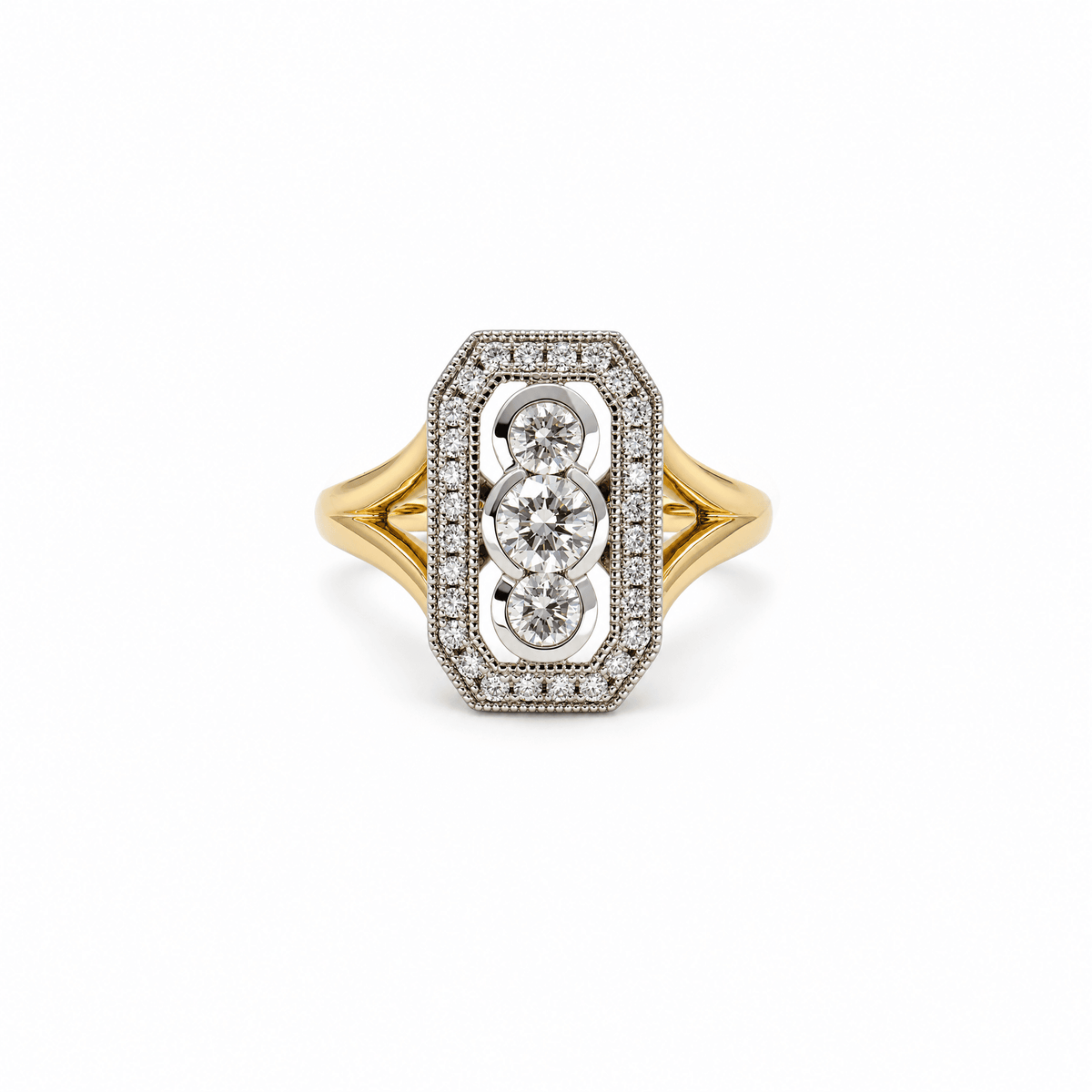 0.86cttw Art Deco Geometric Diamond Statement Ring