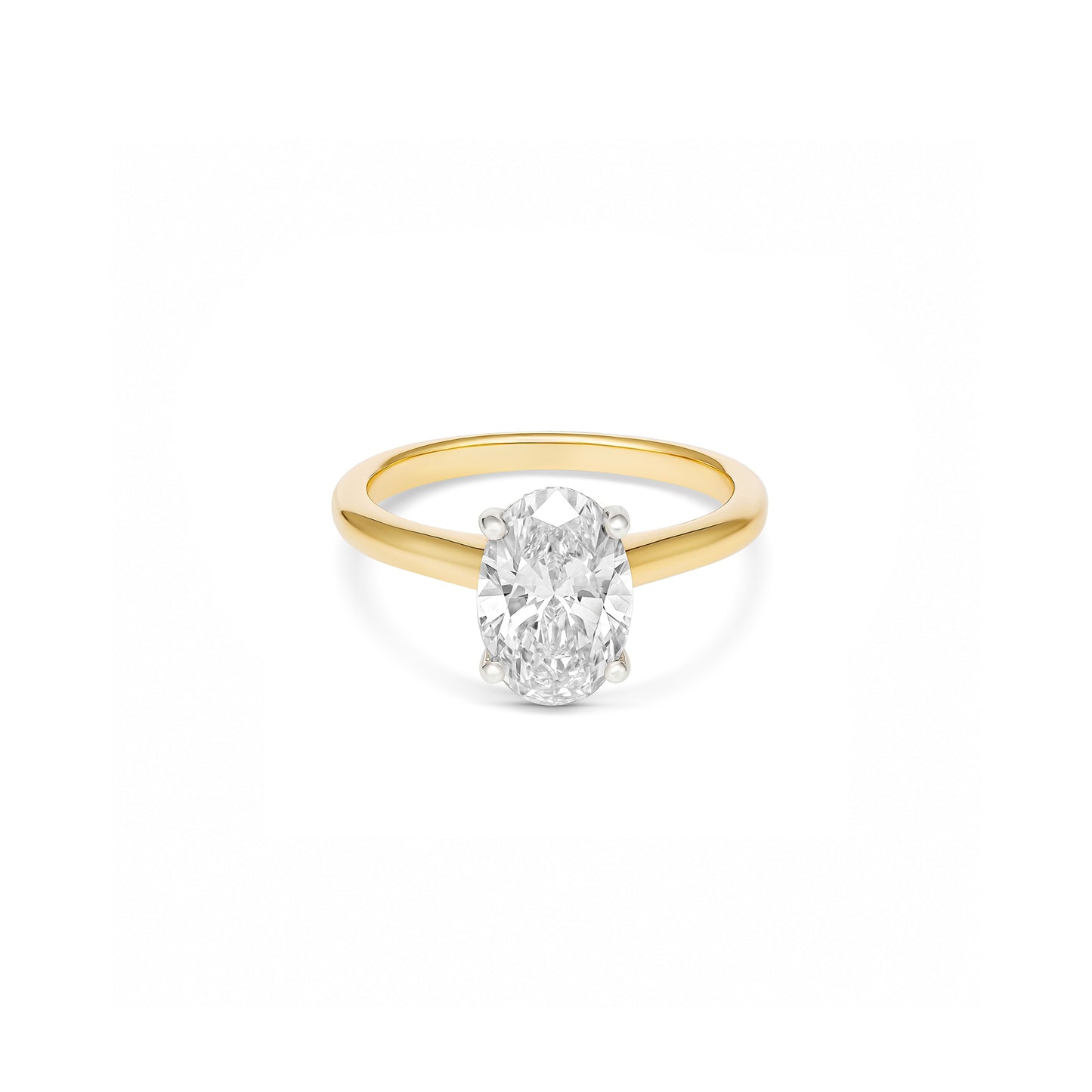 Two-Tone 2ct Oval Diamond Solitaire With A Hidden Halo