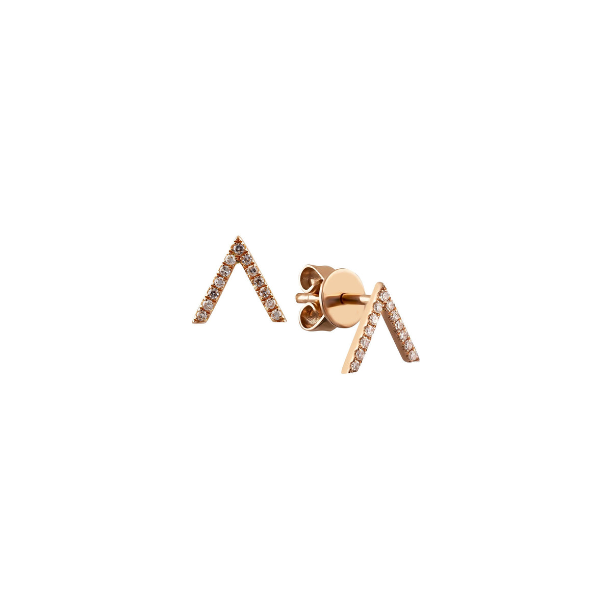 Rose Gold V-Shaped Diamond Stud Earrings
