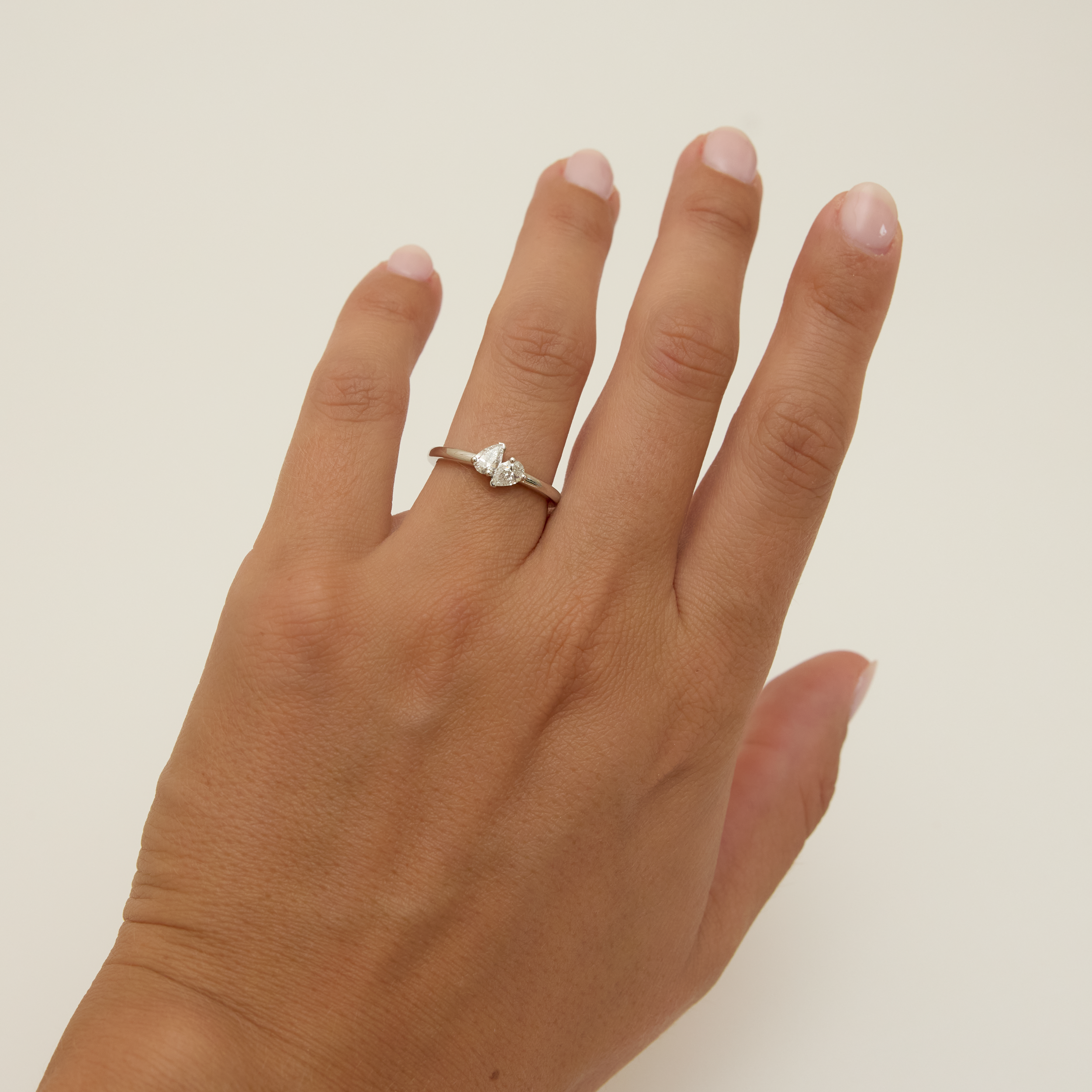 0.40cttw Pear Diamond Toi et Moi Ring