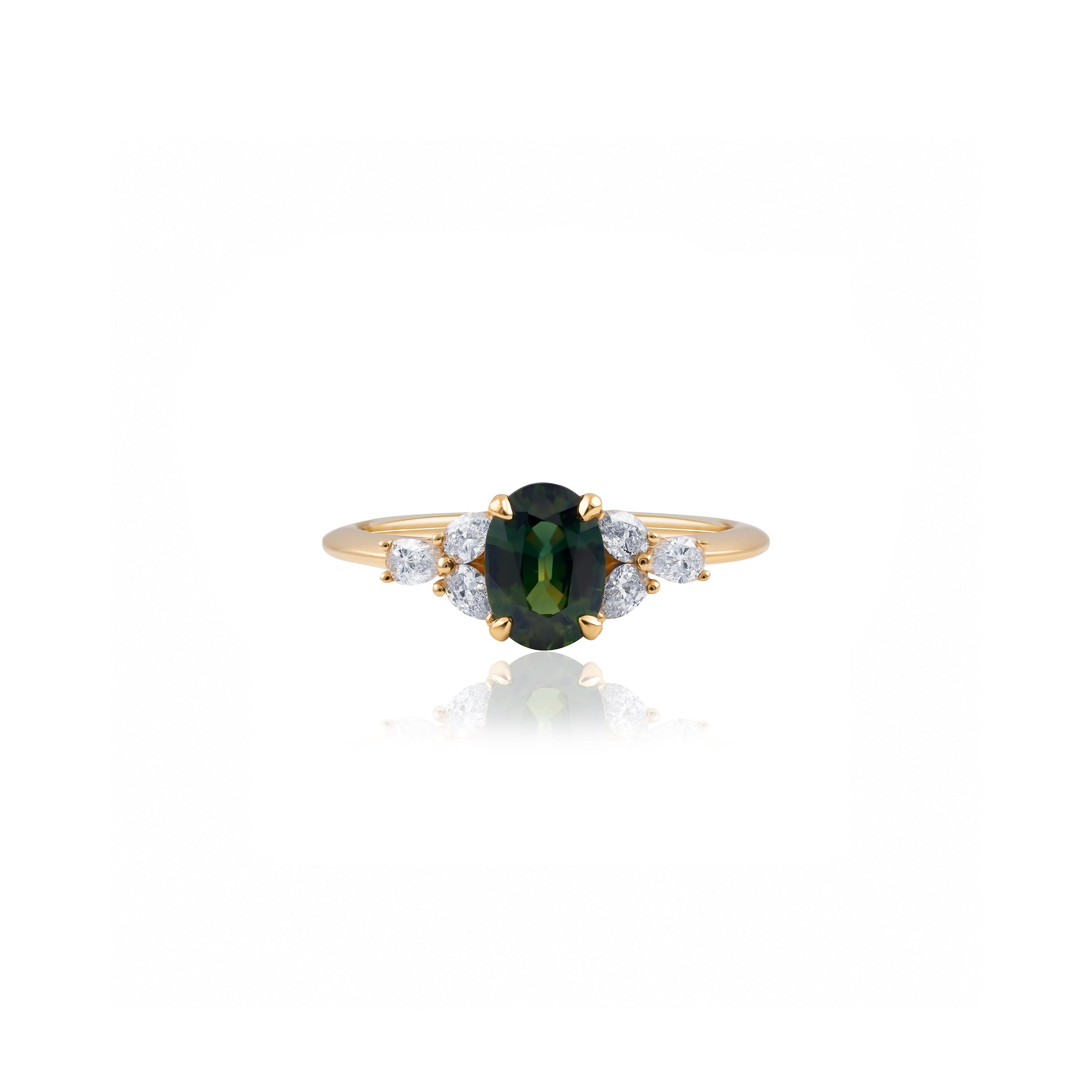 0.95ct Australian Green Sapphire Engagement Ring