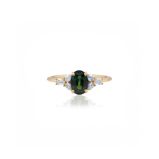 0.95ct Australian Green Sapphire Engagement Ring
