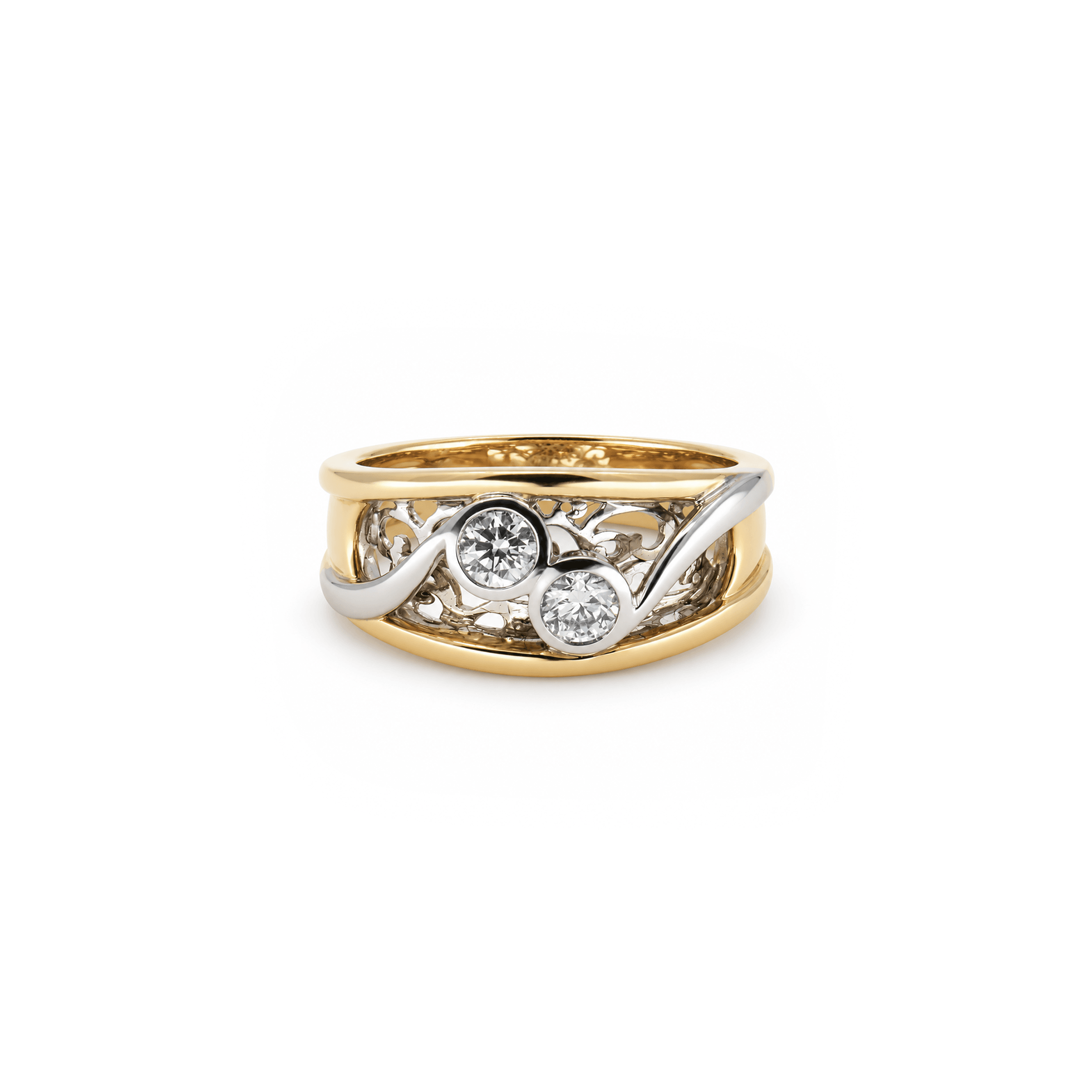 0.36cttw Two-Tone Interlaced Diamond Statement Ring