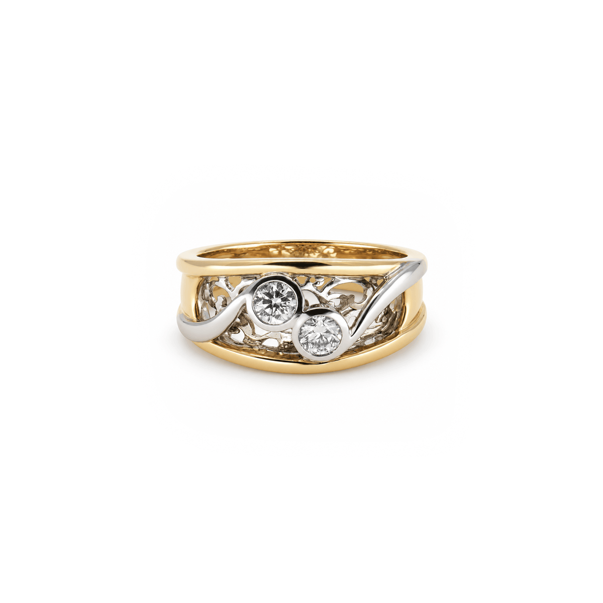0.36cttw Two-Tone Interlaced Diamond Statement Ring