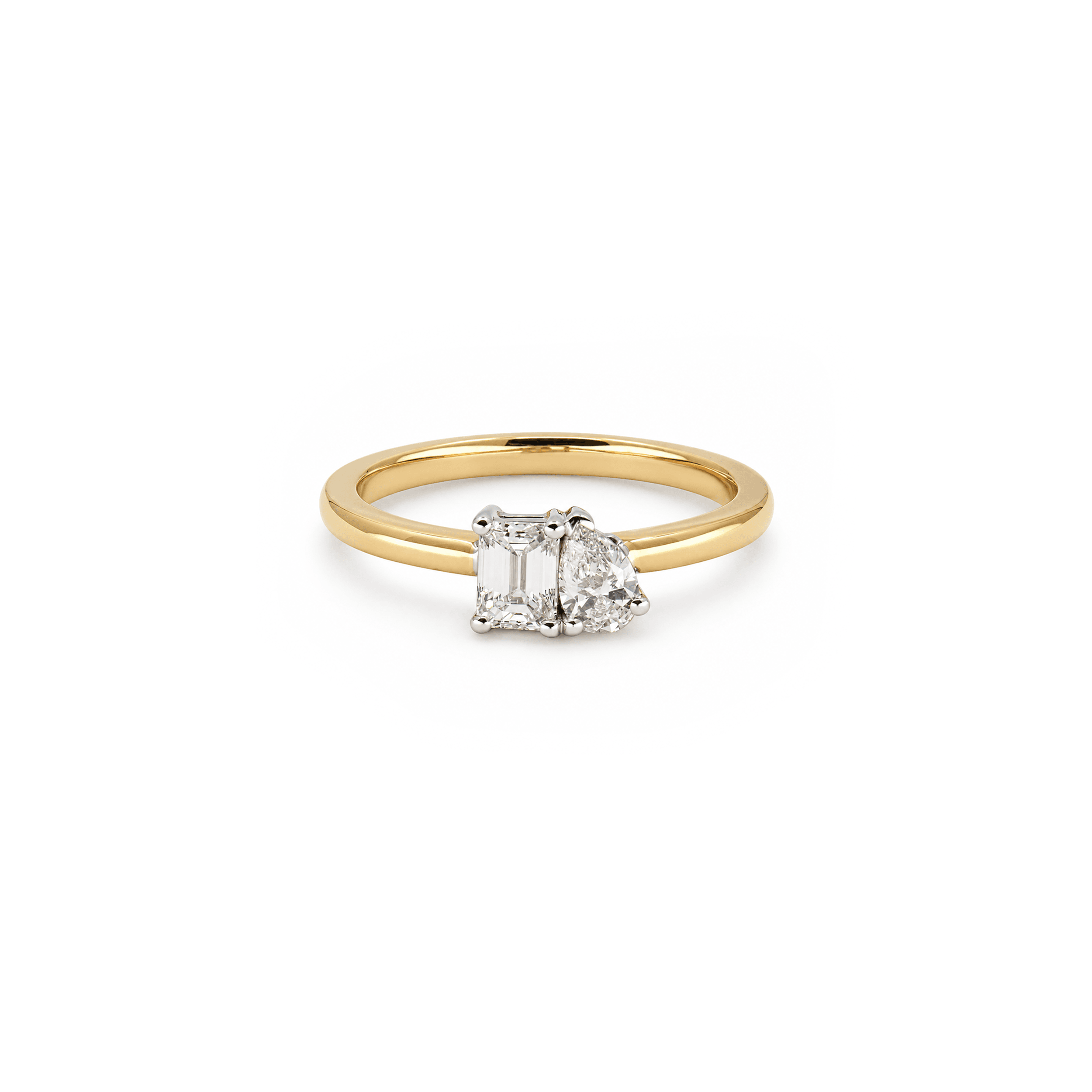 0.65cttw Emerald & Pear Diamond Toi et Moi Ring