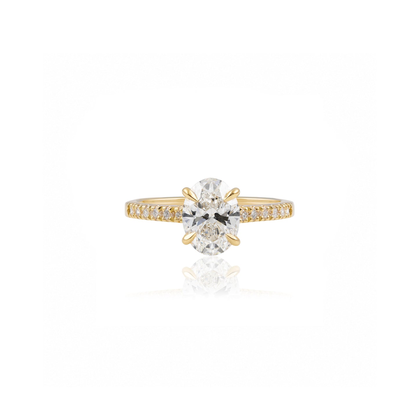 1.5ct Oval Solitaire with Pavé Band in 18ct Yellow Gold