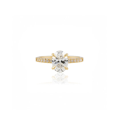 1.5ct Oval Solitaire with Pavé Band in 18ct Yellow Gold