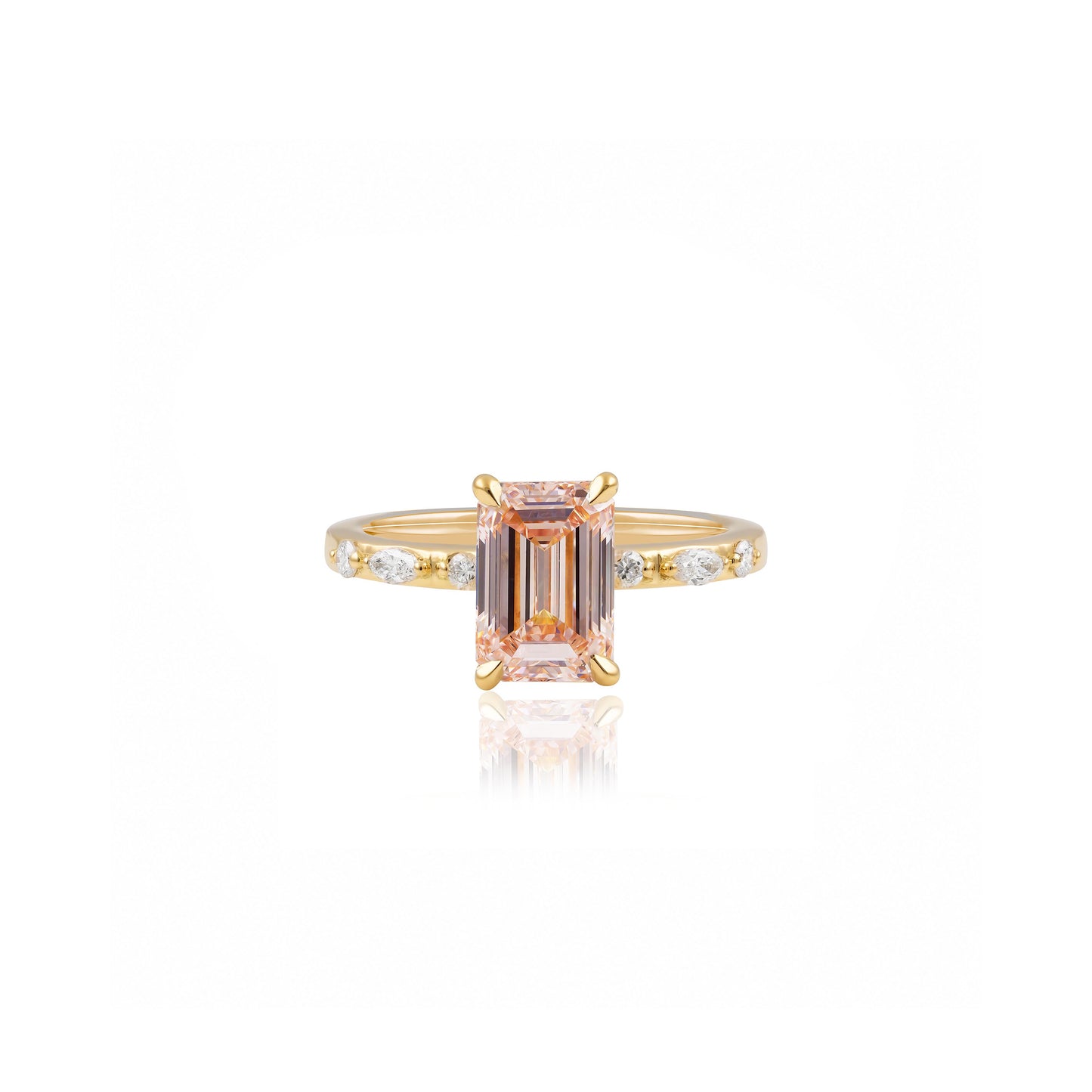 1.5ct Pink Lab-Grown Emerald Cut Diamond Engagement Ring