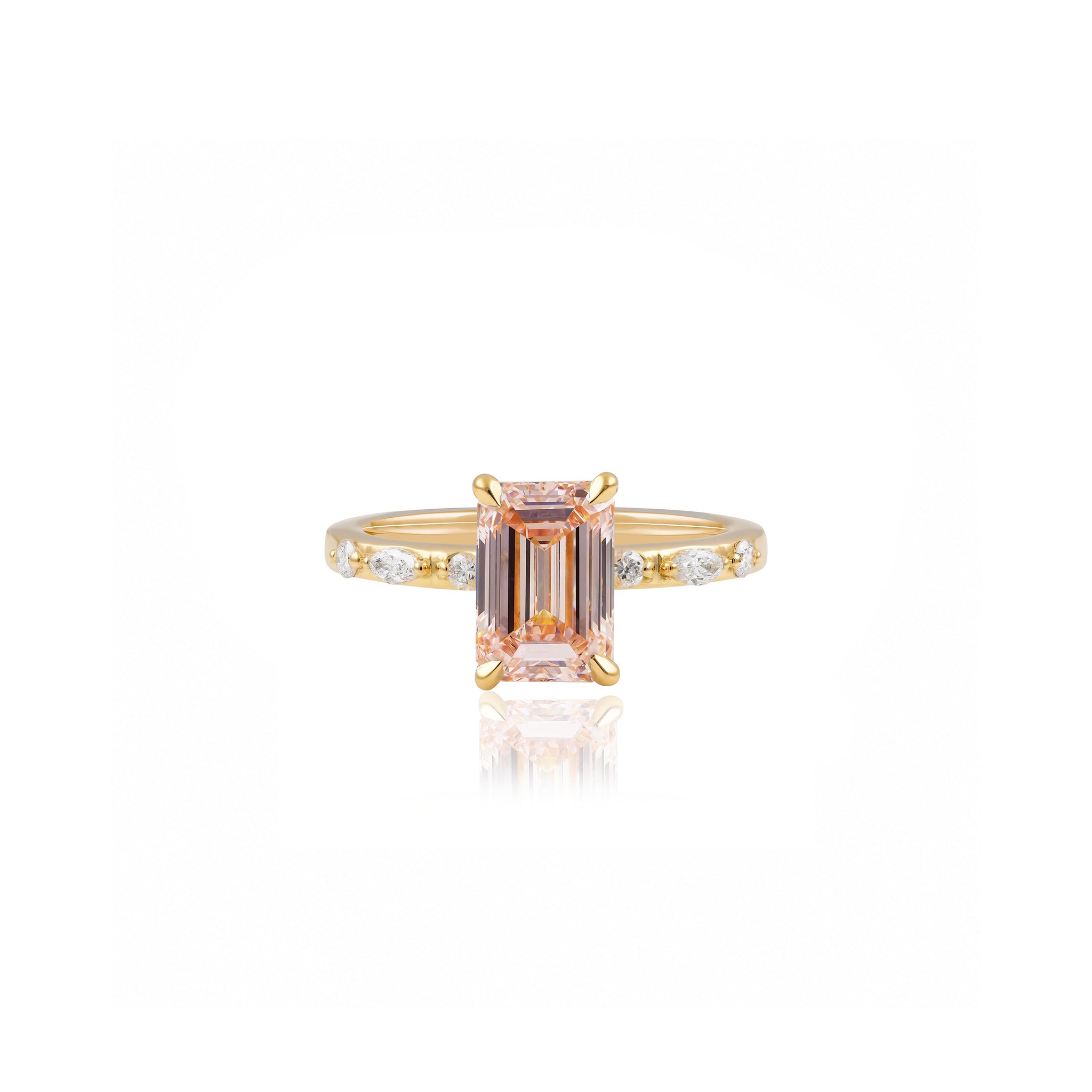 1.5ct Pink Lab-Grown Emerald Cut Diamond Engagement Ring