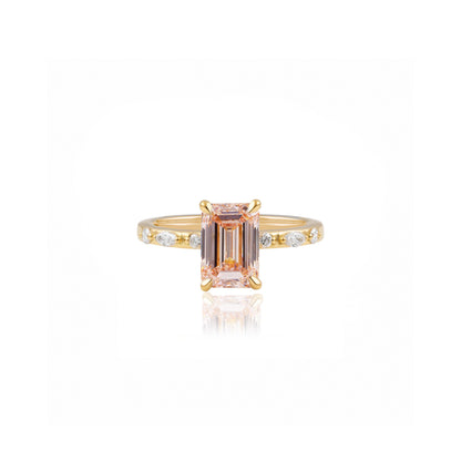 1.5ct Pink Lab-Grown Emerald Cut Diamond Engagement Ring