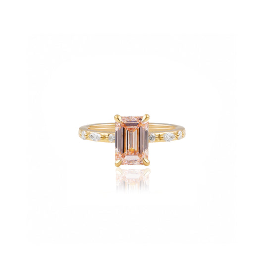 1.5ct Pink Lab-Grown Emerald Cut Diamond Engagement Ring