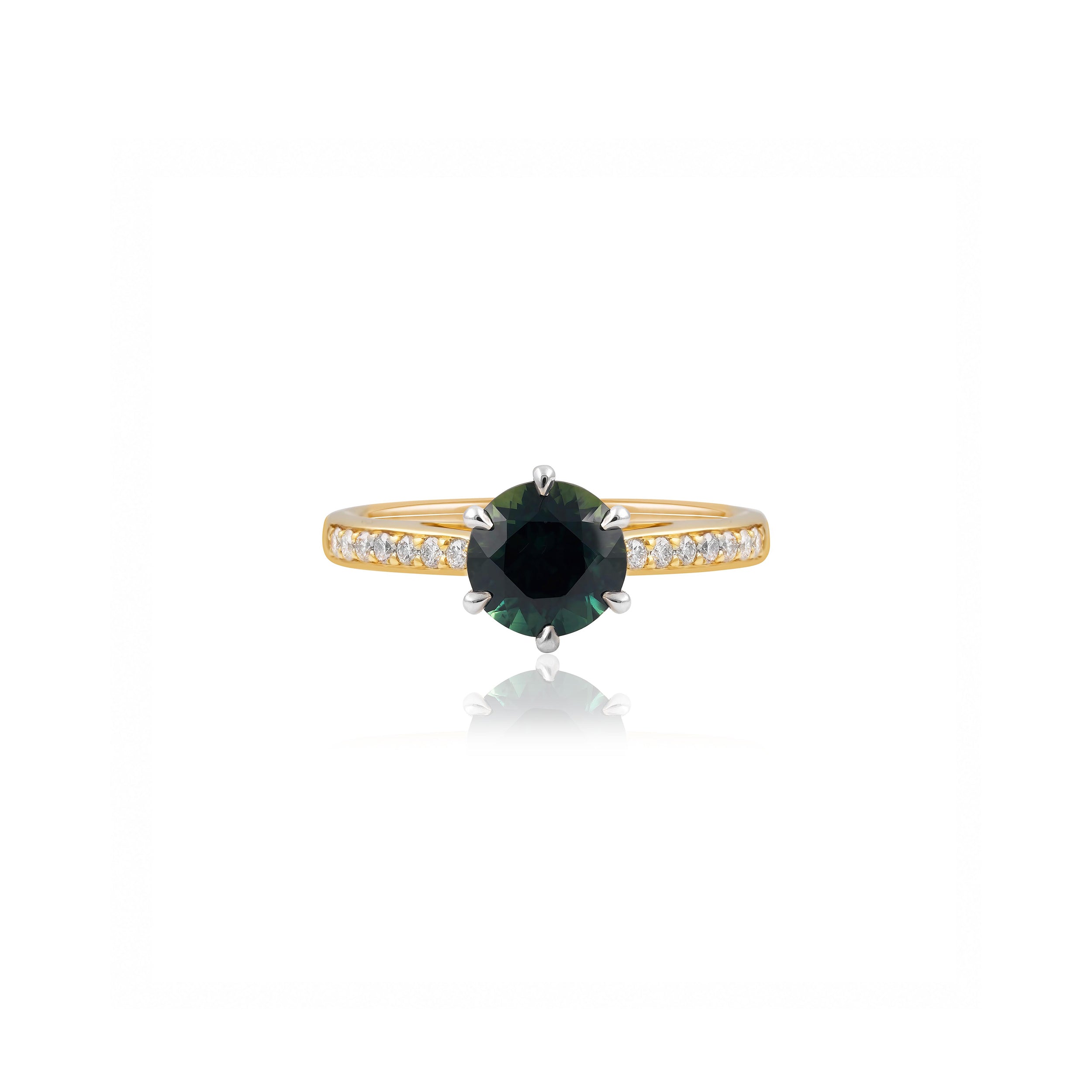 1.75ct Teal Sapphire Two-Tone Engagement Ring